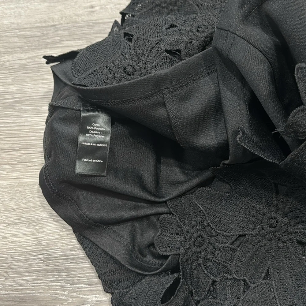 Lace Crochet ASTR The Black Label Women’s Black Sleeveless Midi Dress Medium - Picture 10 of 16